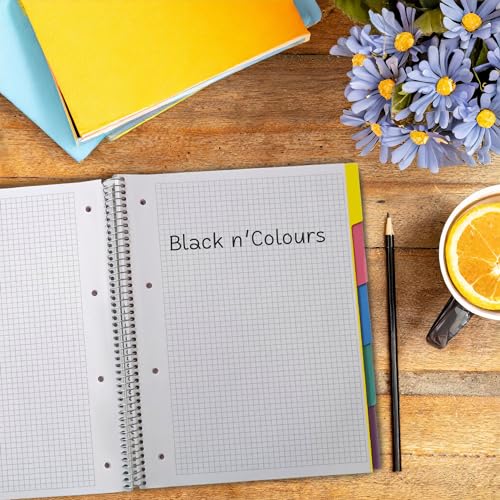 Thumbnail 6 de Oxford Black N'Colours: pack de 2 cuadernos A4+ con 5 pestañas y cuadrícula 5x5