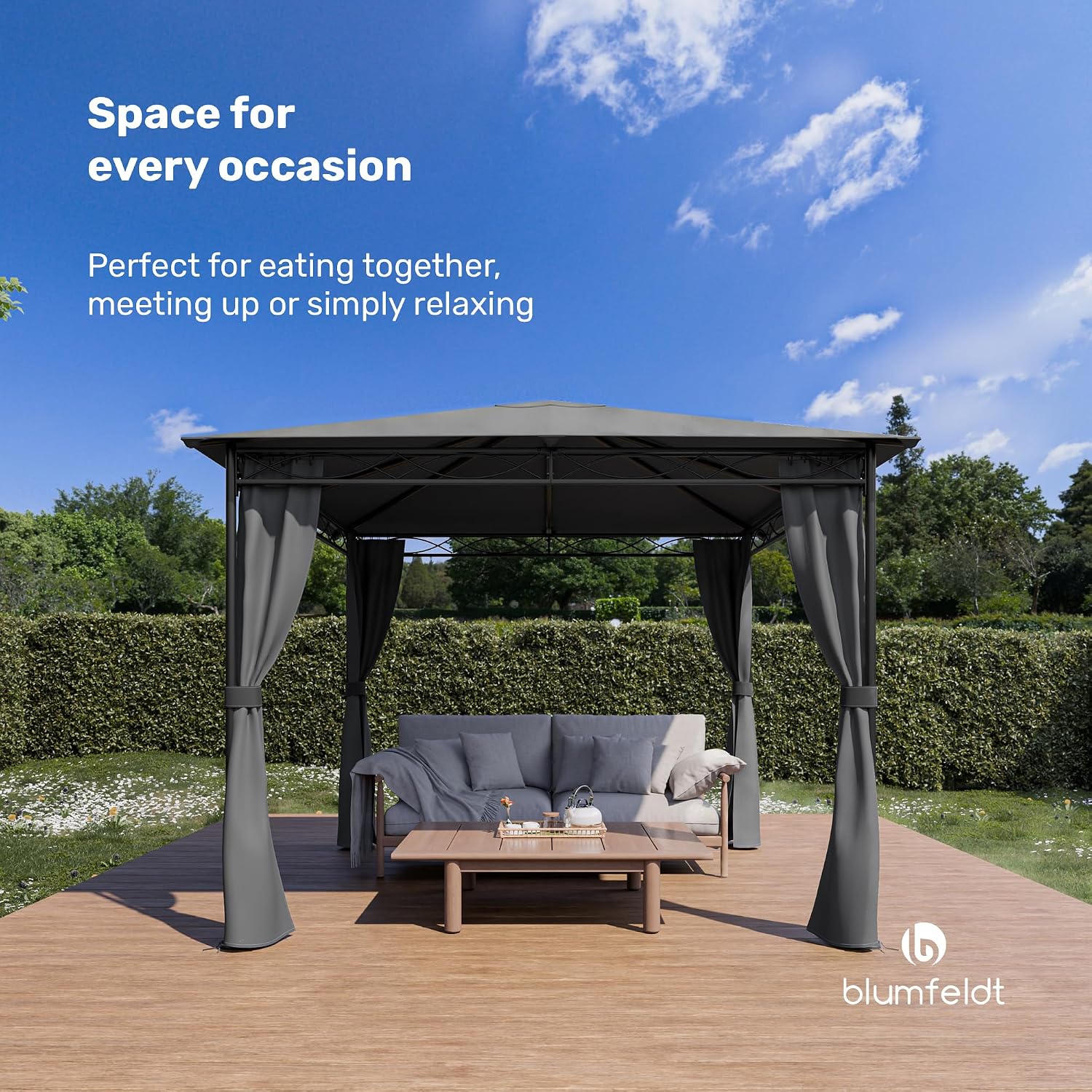 Detalle 2 de blumfeldt Mondo Garden Gazebo, 4 Side Panels and EasyMount Frame