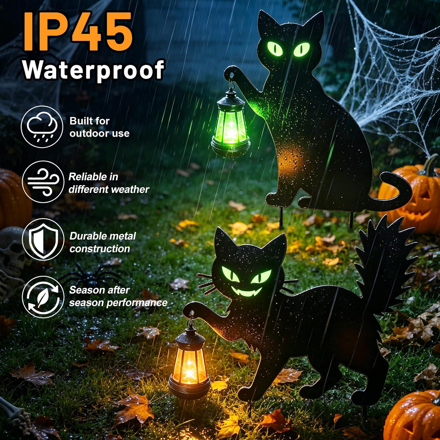 Thumbnail 6 de yulloyello LL-WS-MTD-HZ-2P Black Cat Yard Signs with Glow-in-the-Dark Eyes