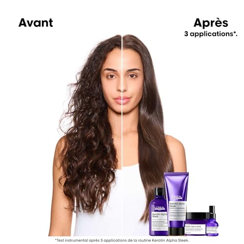 Detalle de L'Oréal Professionnel Soin Cheveux Transformatif Lissant Keratin Alpha Sleek – 2 Semaines d'Anti-Frisottis