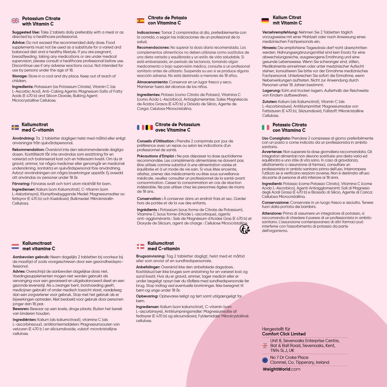 Thumbnail 4 de Kalium Tabletten mit Vitamin C (Kaliumcitrat & L-Ascorbinsäure) von WeightWorld – 180 vegane Tabletten