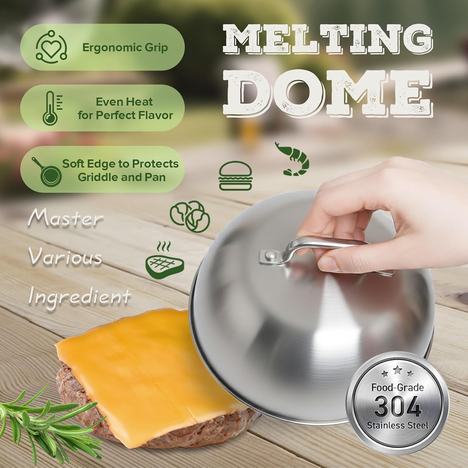 Detalle de Set Smash Burger 5 Pièces – Kit Plancha inoxydable pour Grill et Teppanyaki
