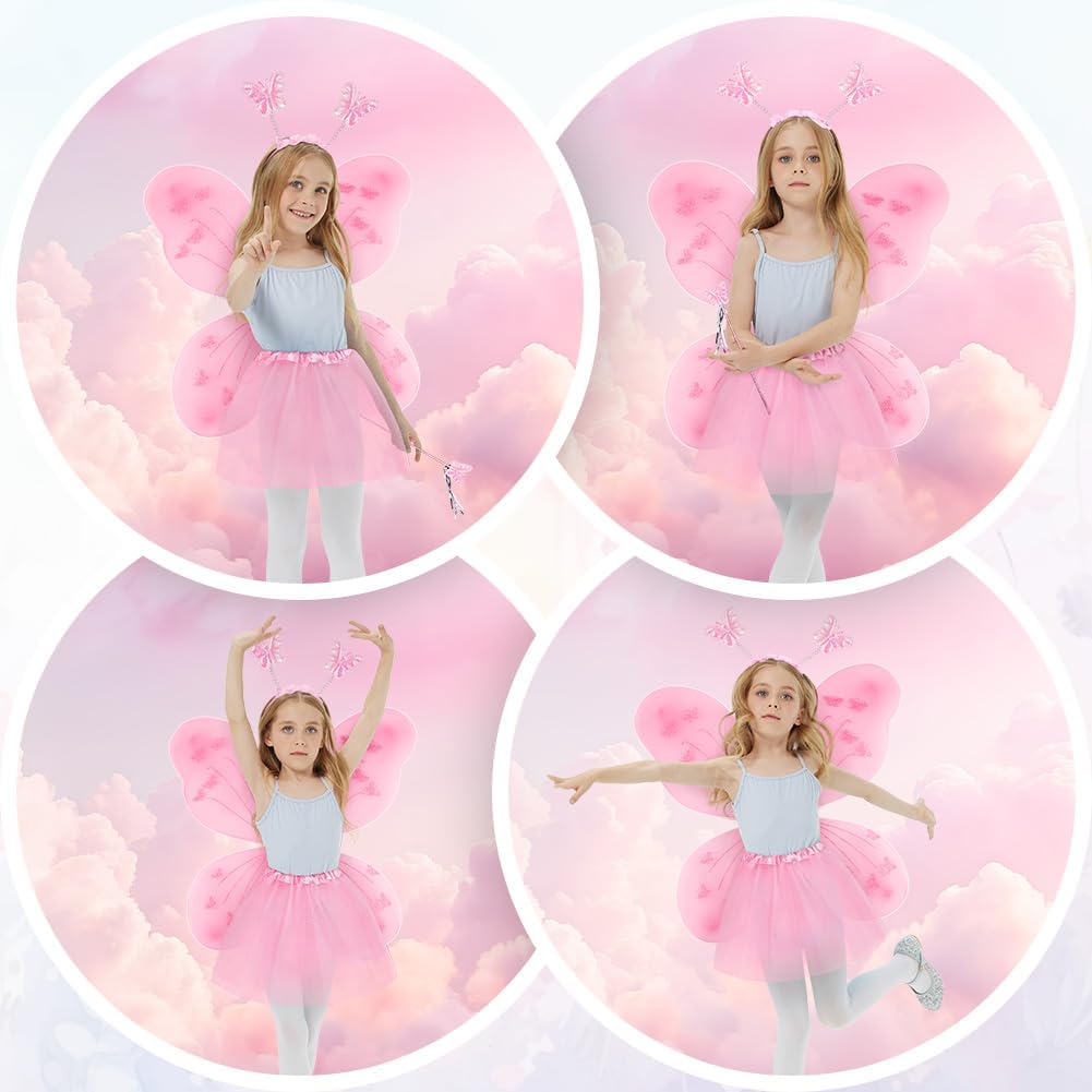 Thumbnail 4 de AYBUY Kids Fairy Wings Costume Set (Butterfly Wings, Tutu, Magic Wand & Headband)