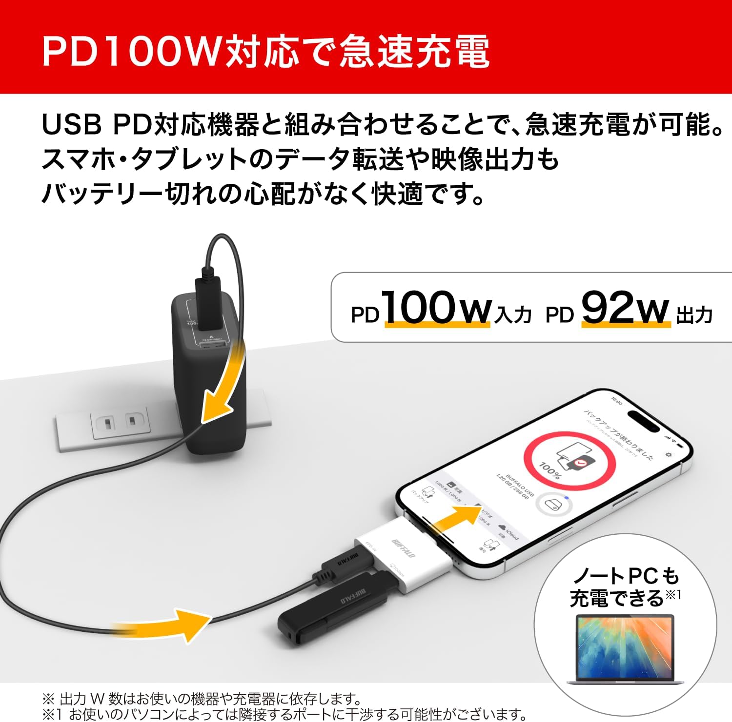 Detalle de バッファロー BSHM2U105C1PWH USB-C 2ポートハブ PD100W・4K/60Hz・ホワイト