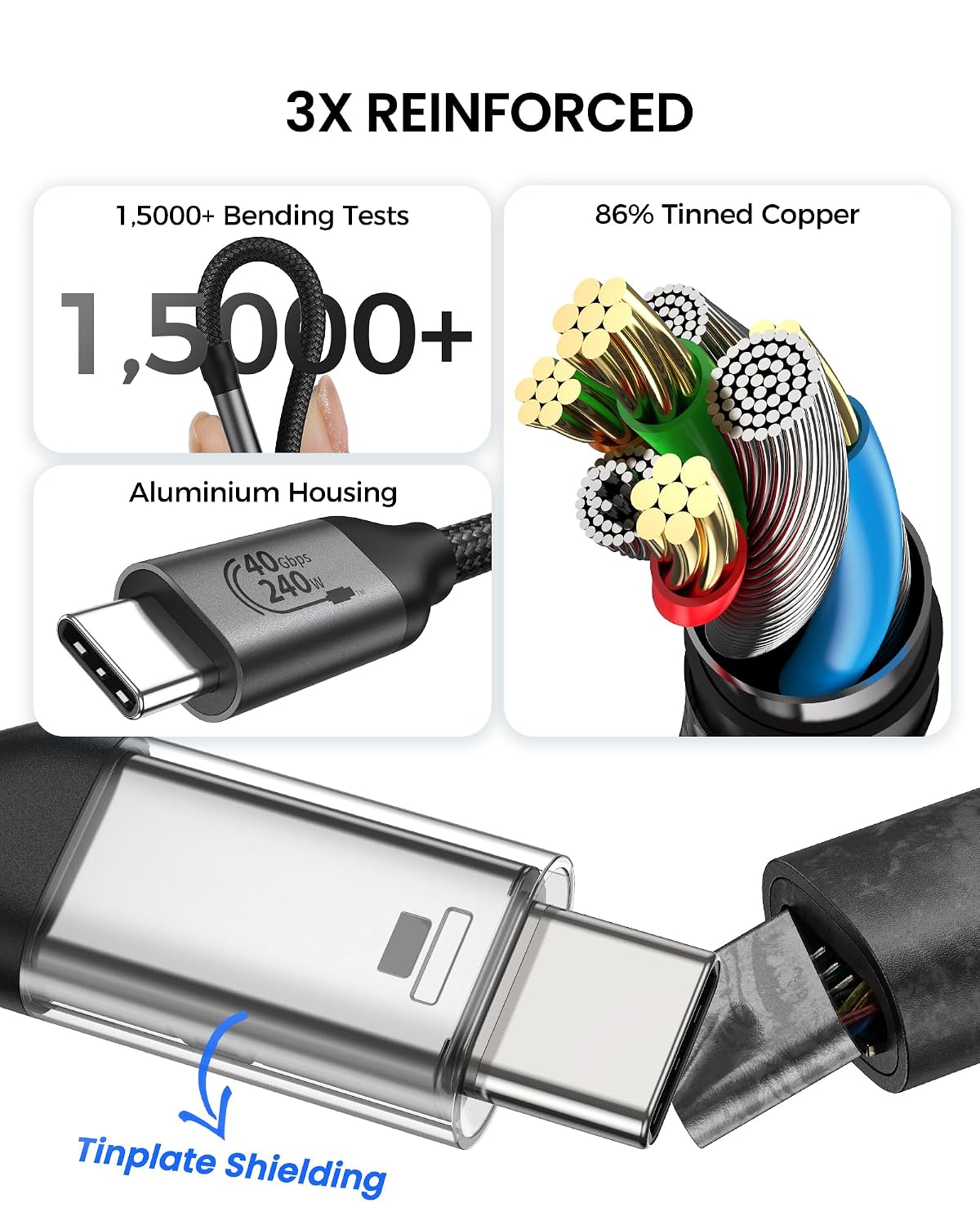 Detalle 2 de USB4 Thunderbolt 4 cable 240W, 1.5m