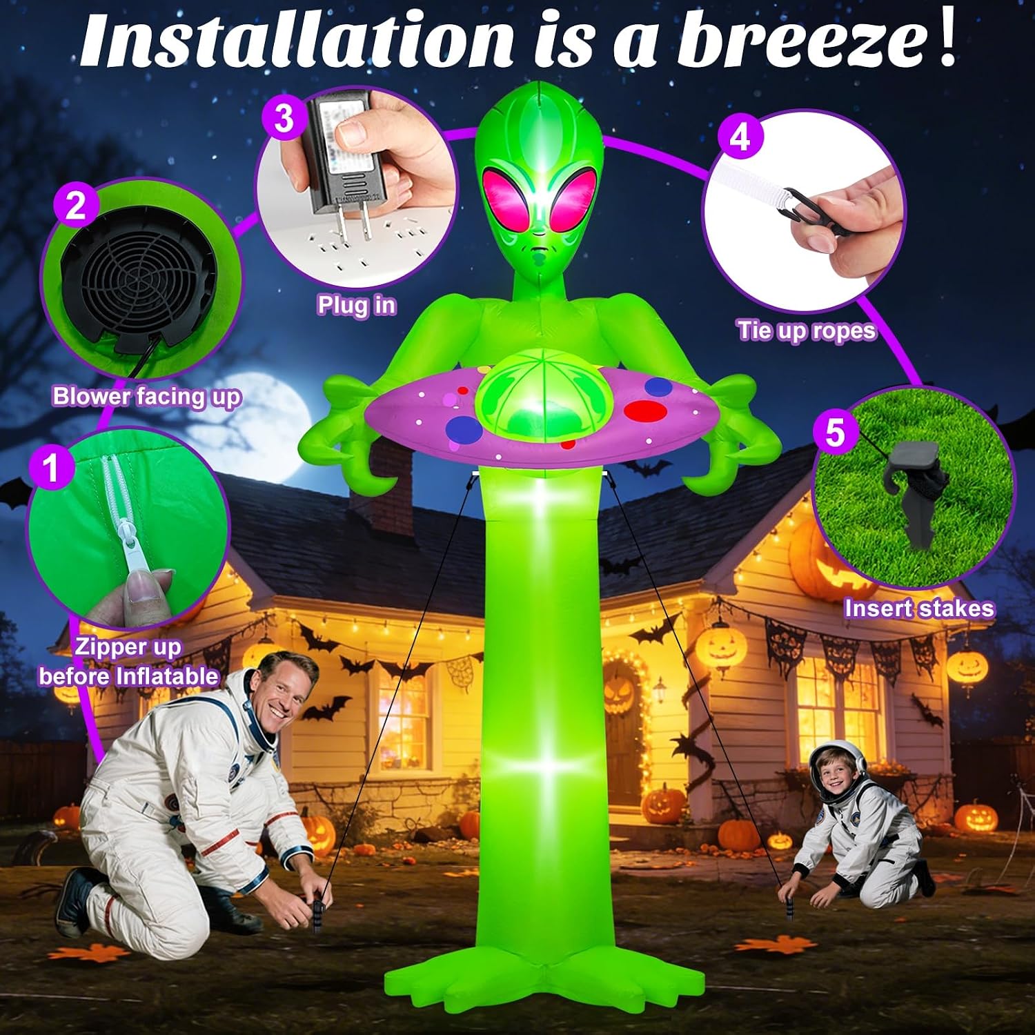 Thumbnail 6 de Danxilu H-Alien-001-10F 10-Foot Inflatable Alien with White LED Lights