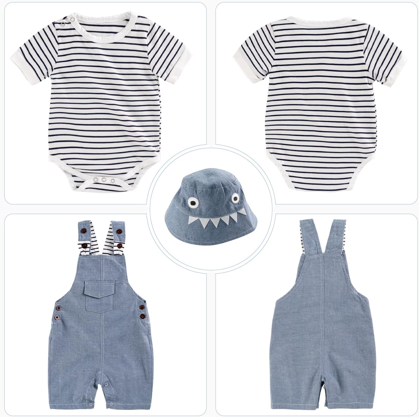 Thumbnail 1 de Volunboy 3-Piece Baby Outfit Set: Unisex Short Overalls, T-Shirt & Hat (0–24 months)
