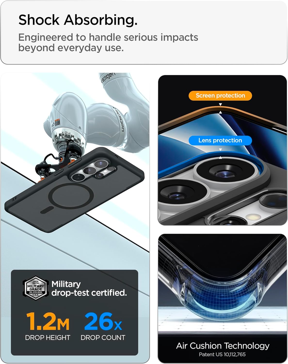 Detalle de Spigen Ultra Hybrid MagFit Hülle für Samsung Galaxy S26 Ultra – Transparent, Anti-Vergilbung, MagSafe kompatibel