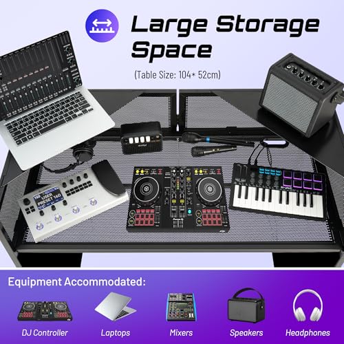 Detalle de CAHAYA Cabina DJ Portátil – Mesa DJ Plegable con Esquinas Dobles y Pantallas de Iluminación