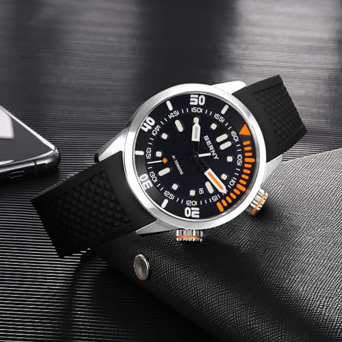 Thumbnail 8 de BERNY Automatic Diver's Watch for Men with Sapphire Glass and Silicone Band