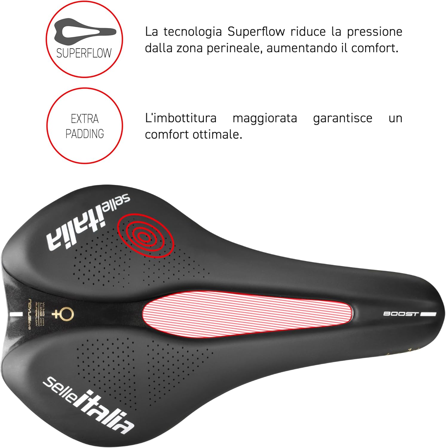Thumbnail 6 de Sella Novus Boost Evo Lady TM Superflow: comfort gel e supporto ergonomico per lunghe pedalate