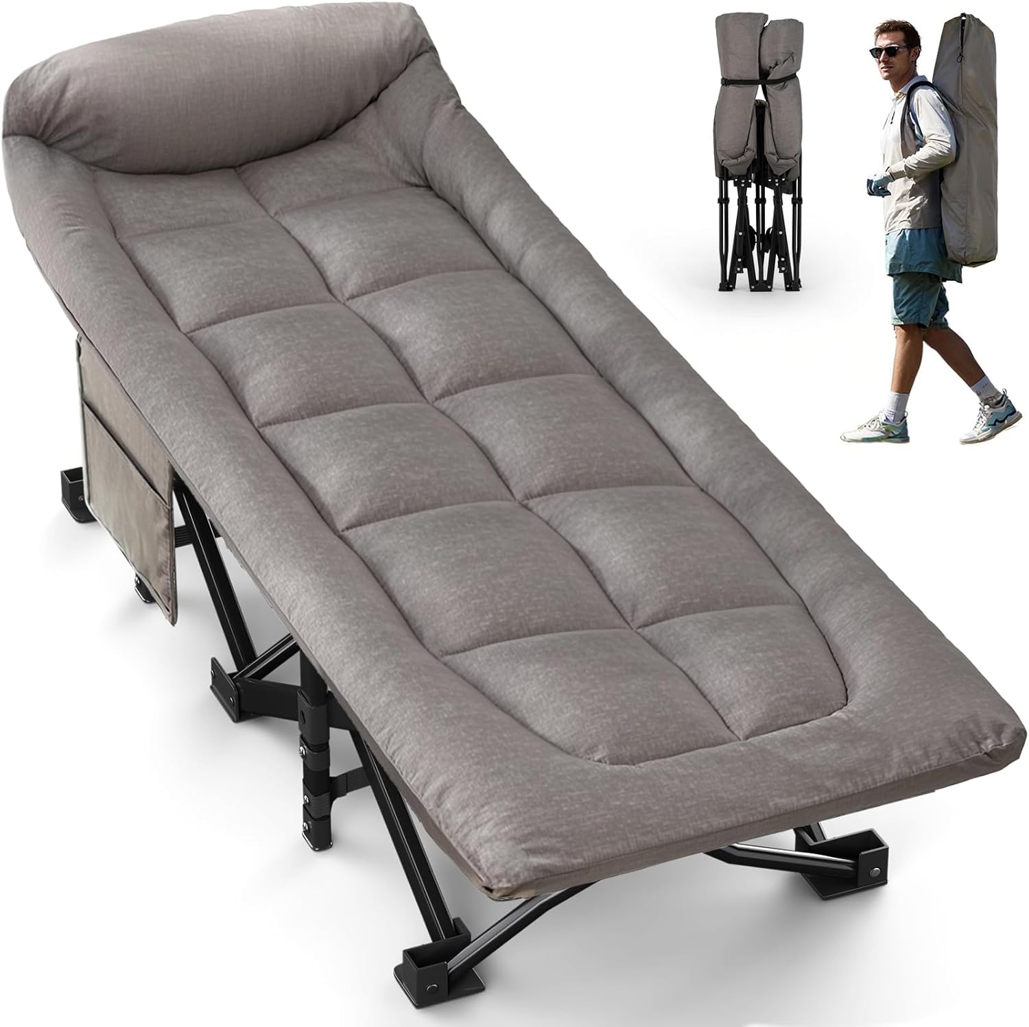 Overmont 28" Extra Wide Padded Folding Camping Bed