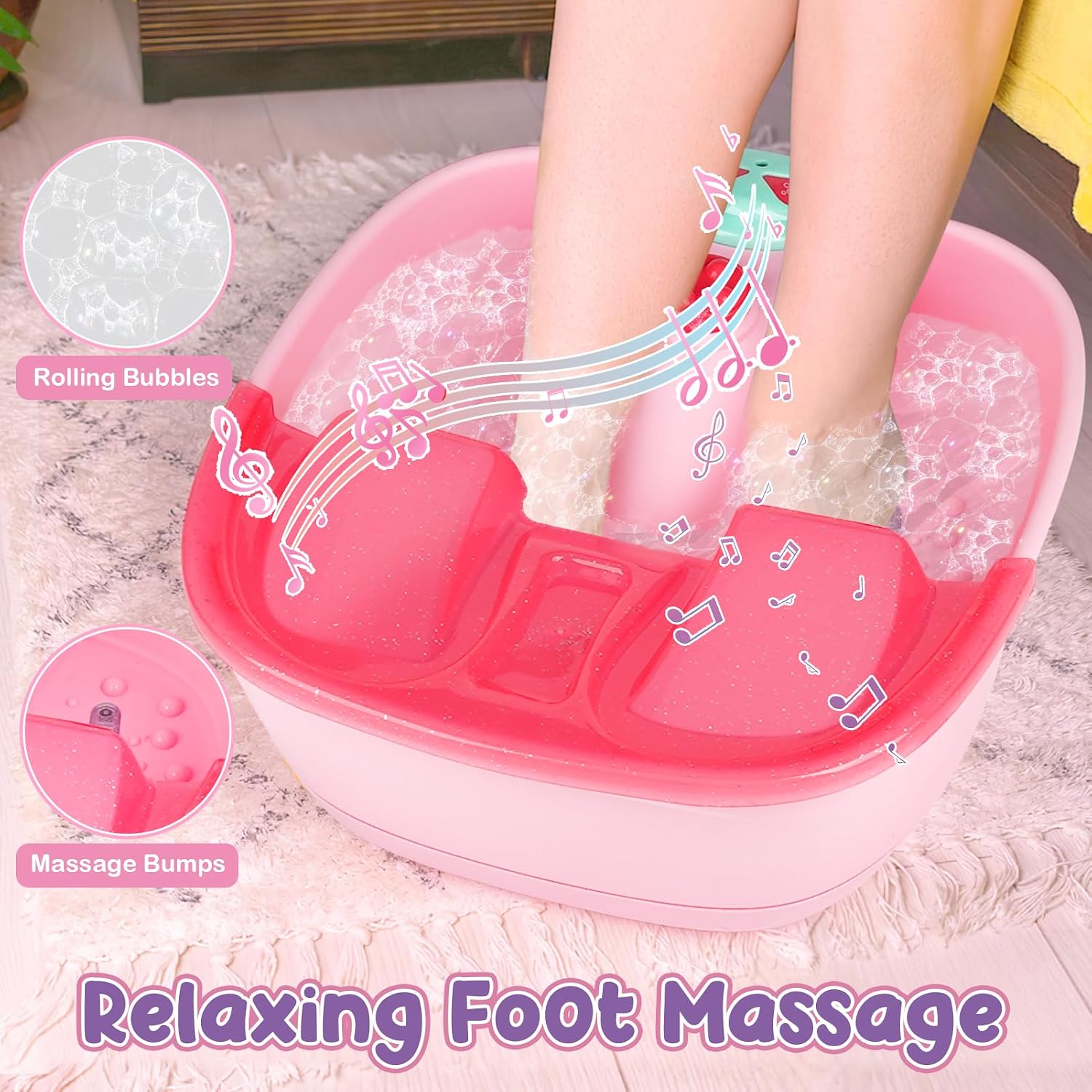 Detalle de Dreamon Kids Foot Spa & Nail Kit with Bubbles, Music, and Nail Dryer