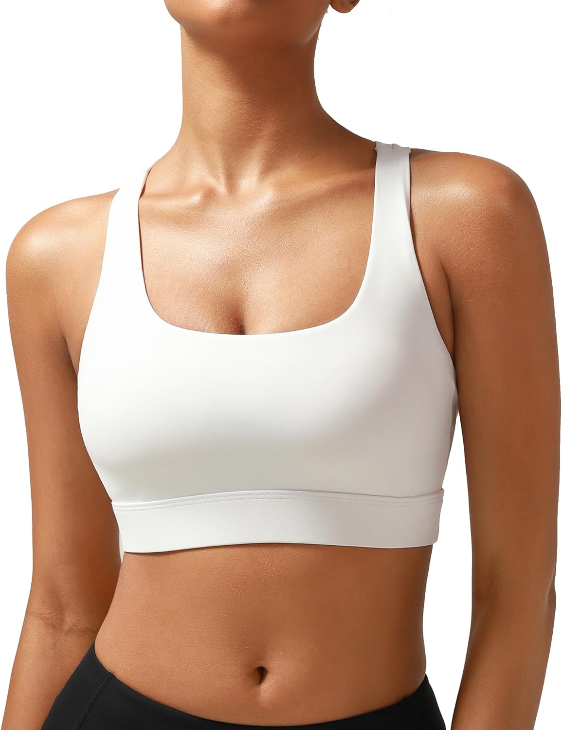 Detalle de RUNNING GIRL High Impact Sports Bra for Women — Scoop Neck Strappy, High Support with Moulded Cups