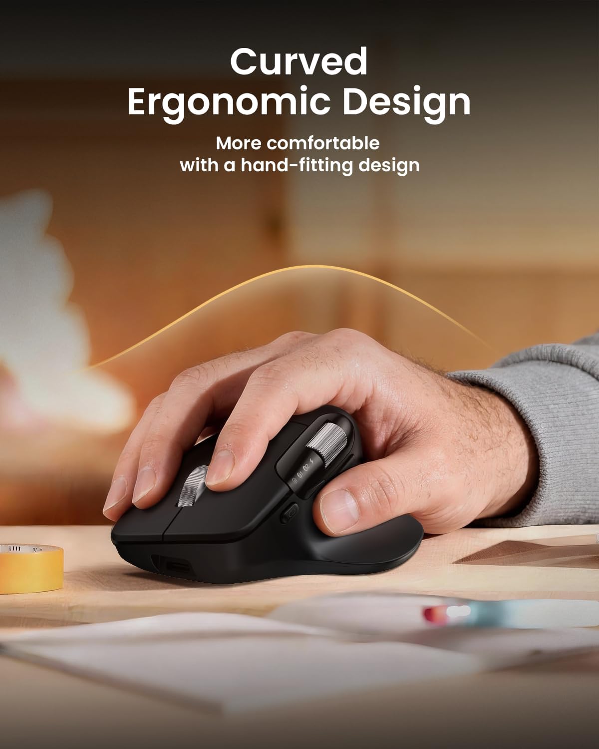 Thumbnail 6 de ProtoArc EM25 ergonomic wireless mouse (2.4G + Bluetooth) with fast flywheel scrolling, thumb wheel and custom button