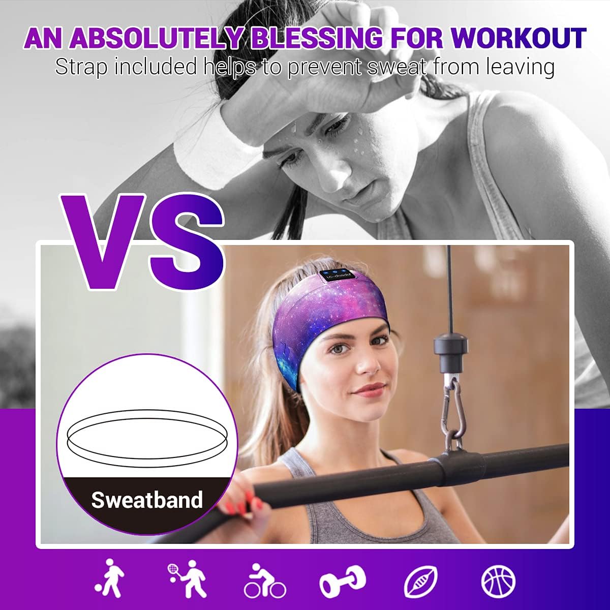 Thumbnail 6 de LC-dolida Sleep Headphones Bluetooth Headband with Stereo Speakers, Sleep Mask & Microphone