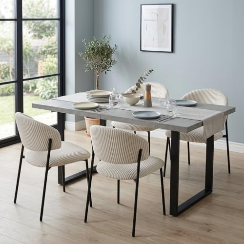 Thumbnail 7 de JIEXI Ensemble table de salle à manger extensible avec 4 chaises rembourrées - style industriel moderne