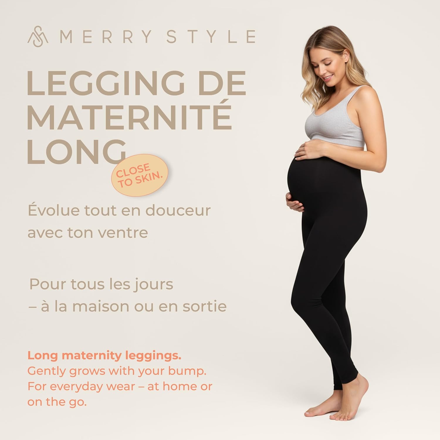 Thumbnail 1 de Legging de grossesse long Merry Style MS10-297, taille haute respirant et extensible