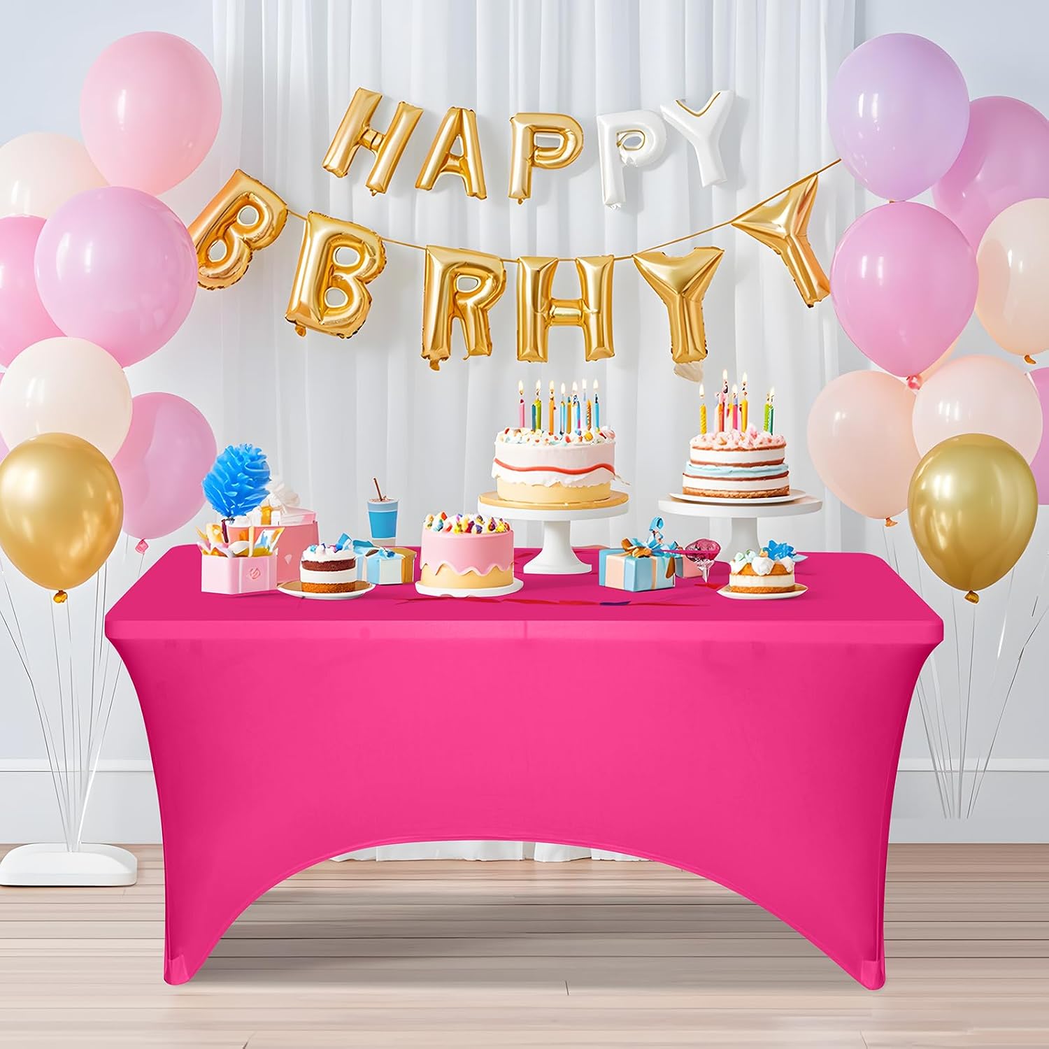 Thumbnail 6 de 2 Pack 6ft Fuchsia Spandex Tablecloth