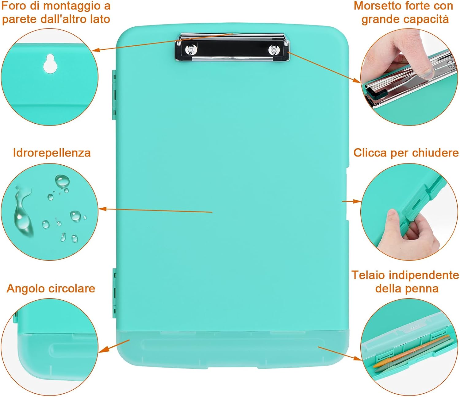 Detalle de ZCZN Portablocco A4 con Scomparto: portatile, robusto e versatile per scuola e ufficio