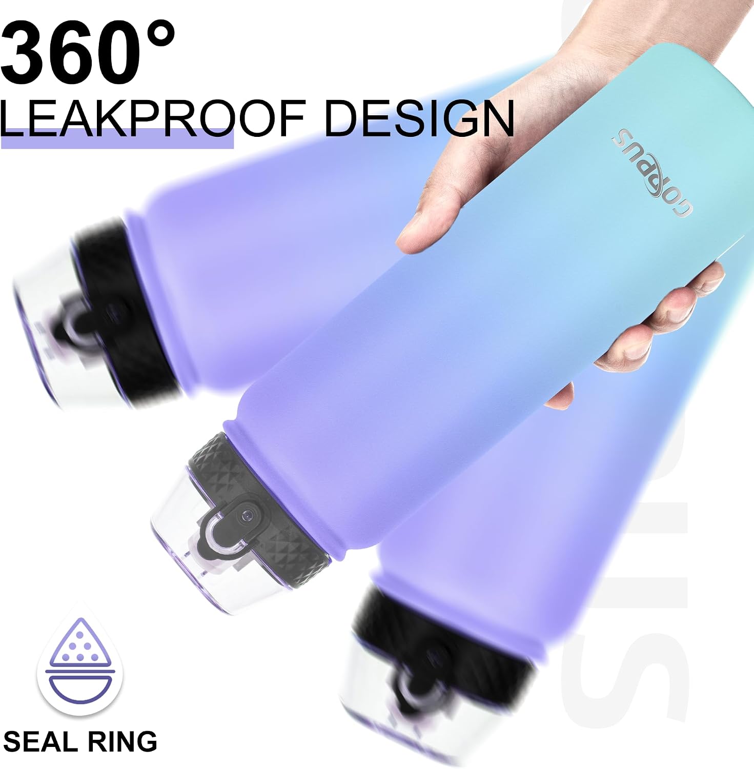 Thumbnail 3 de GOPPUS 1L Stainless Steel Water Bottle with Straw – Double Wall Insulated, Leakproof and Reusable