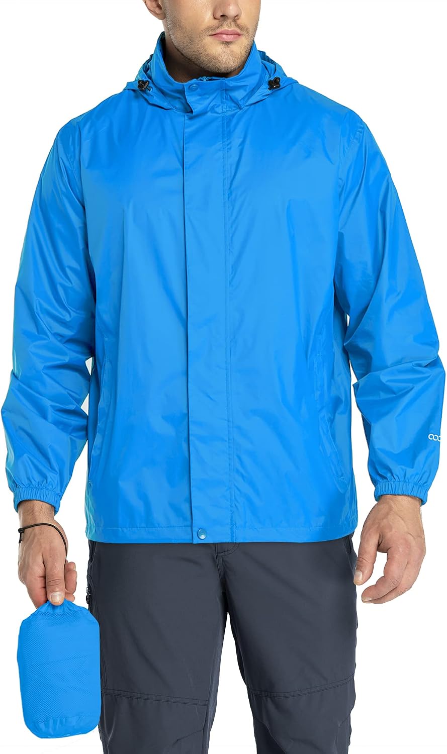 Detalle de 33,000ft Herren Regenjacke leicht, wasserdicht & faltbar mit Kapuze – auch für Fahrrad, Camping & Reise