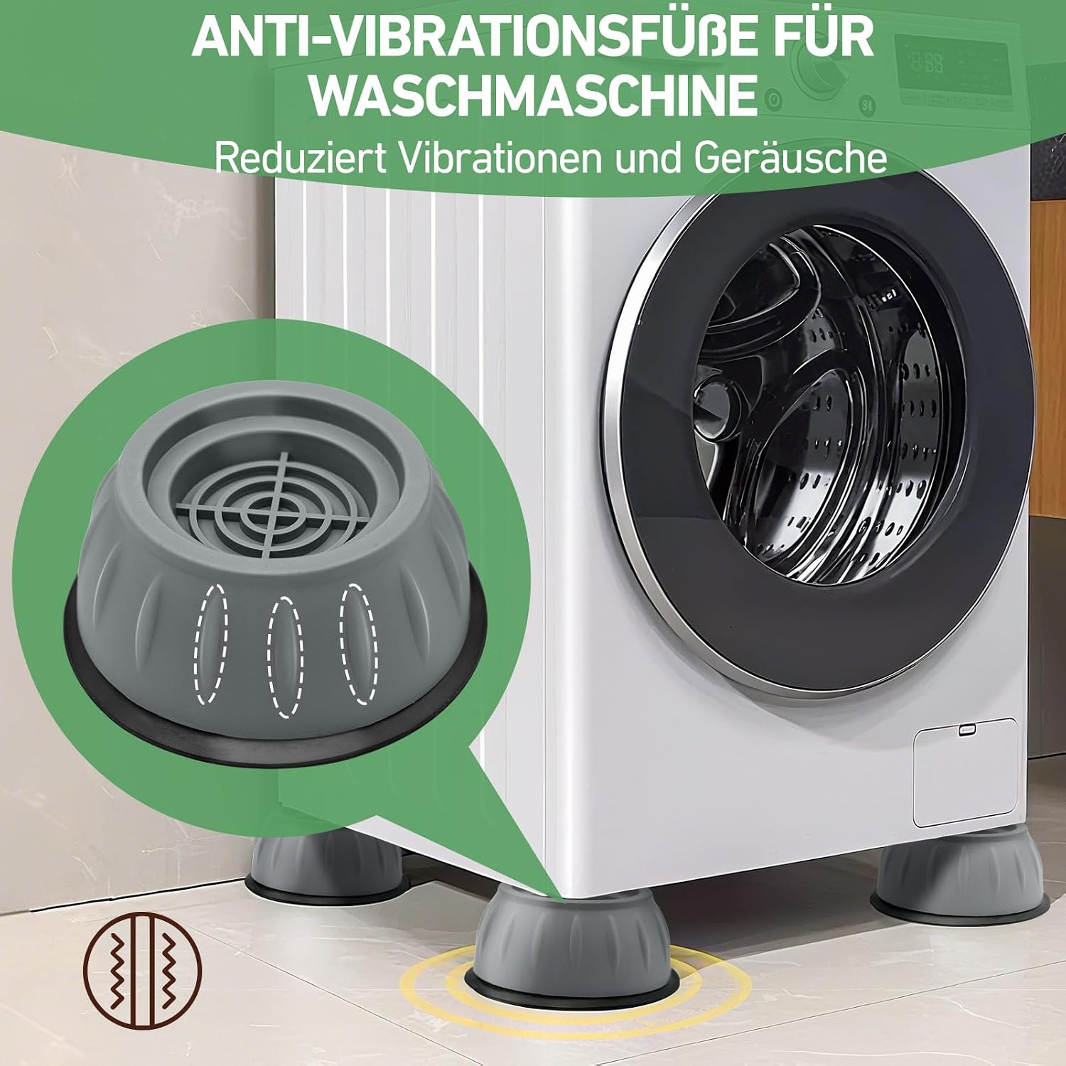 Detalle de XIANGLONGY Waschmaschinenfüße 4 Stück – Anti-Vibration Dämpfer, rutschfest