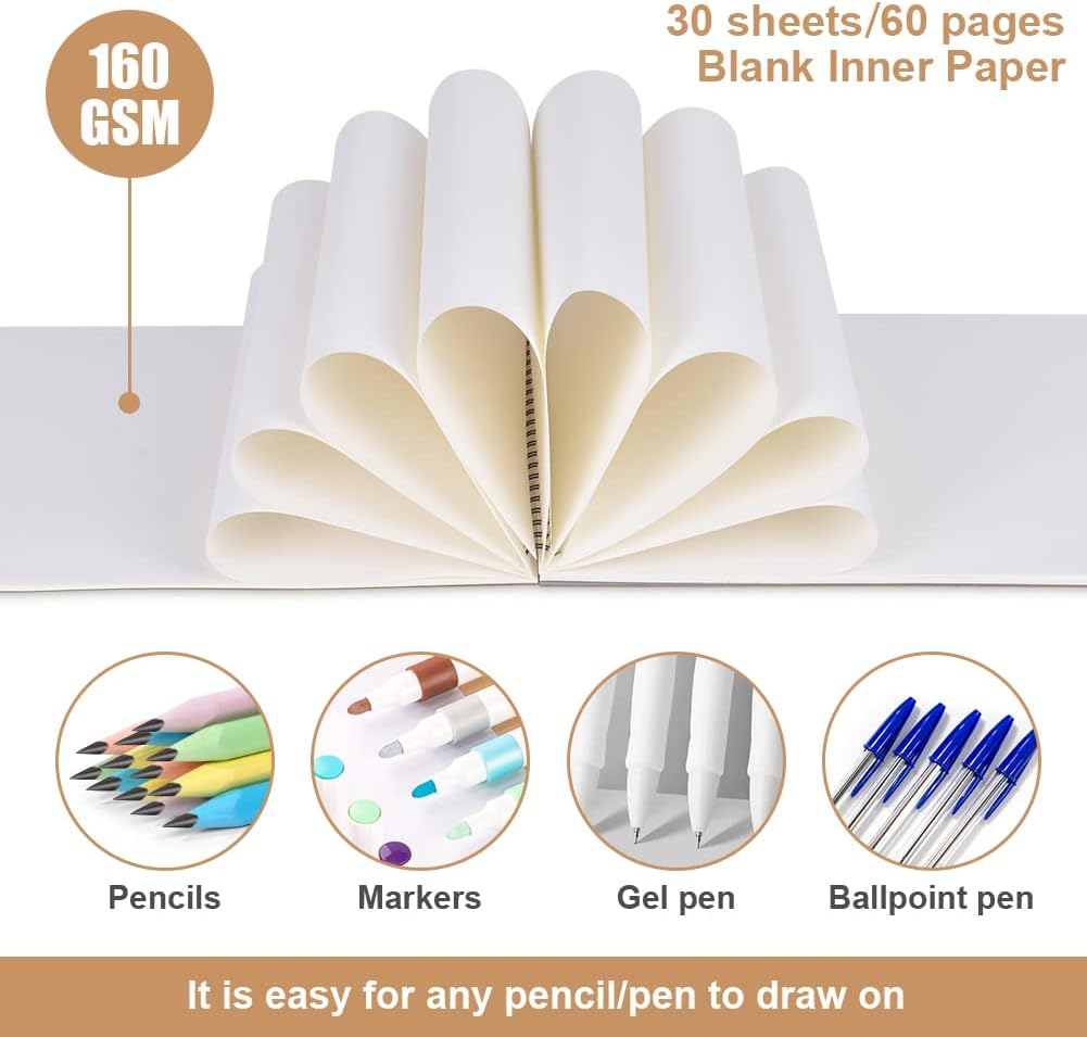 Detalle 1 de OFFCUP A4-schetsboek, 160 g/m² papier, hardcover en spiraalbinding, set van 2
