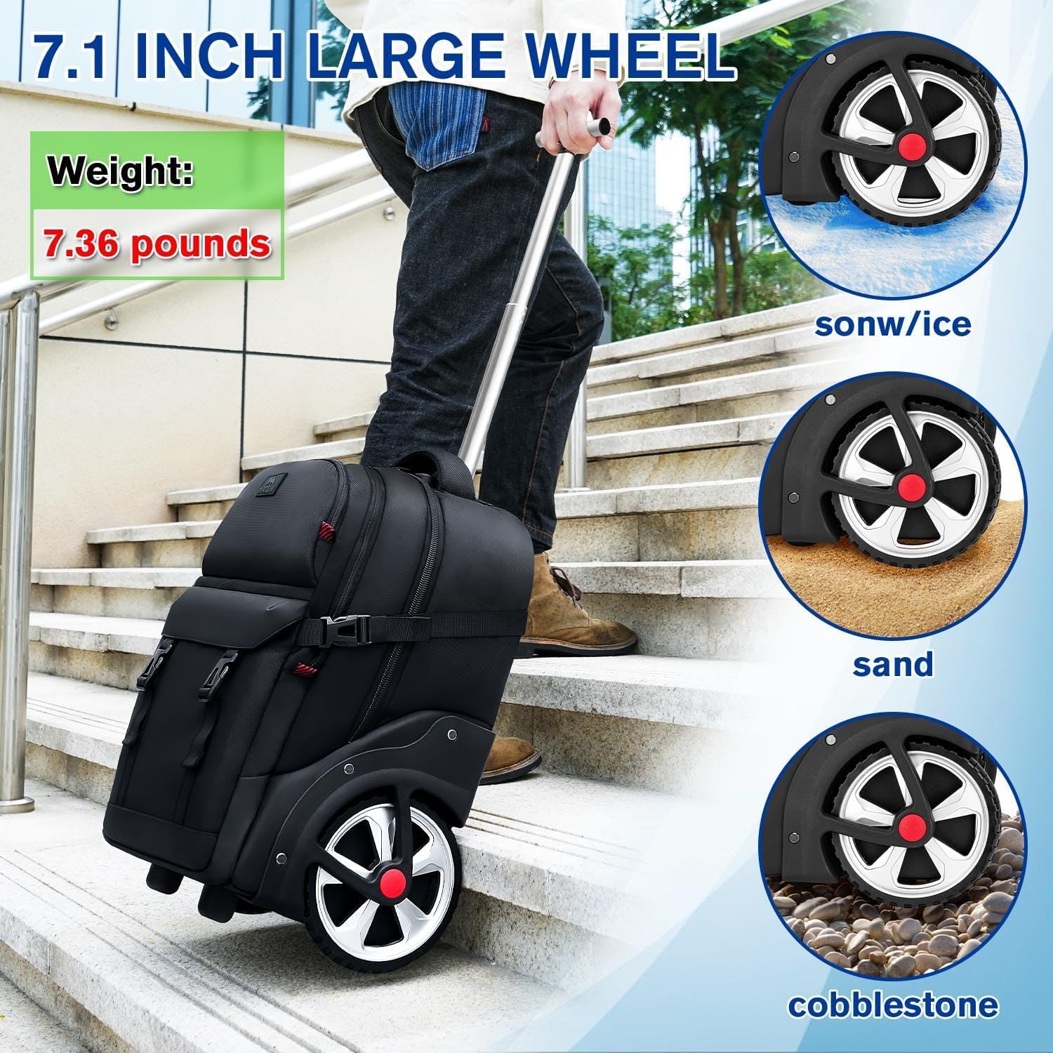 Thumbnail 1 de MATEIN trolley-rugzak voor laptop tot 17,3 inch, met grote wielen en slot