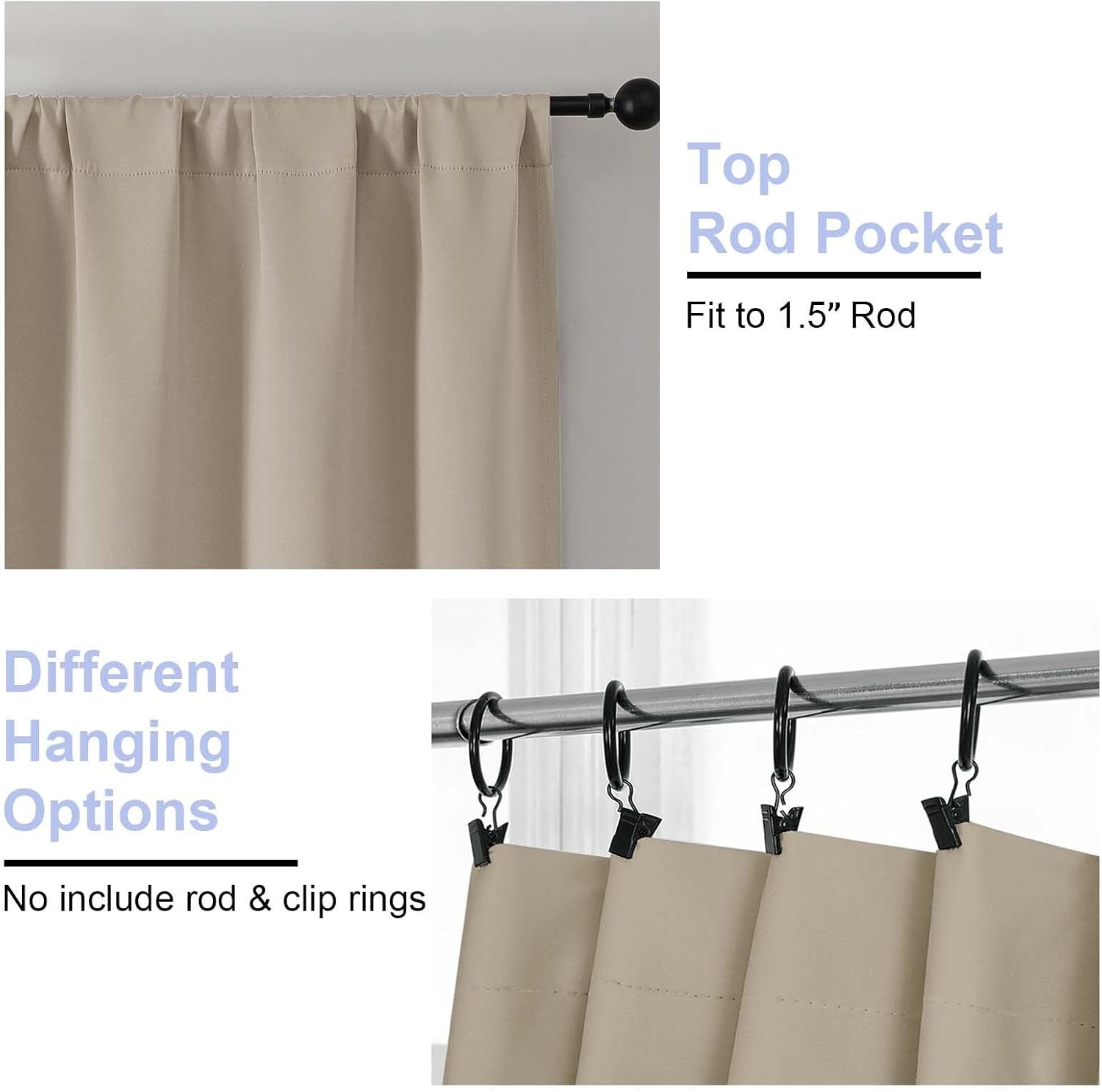 Thumbnail 3 de Simplebrand Ava Biscotti Beige Blackout Curtains 63