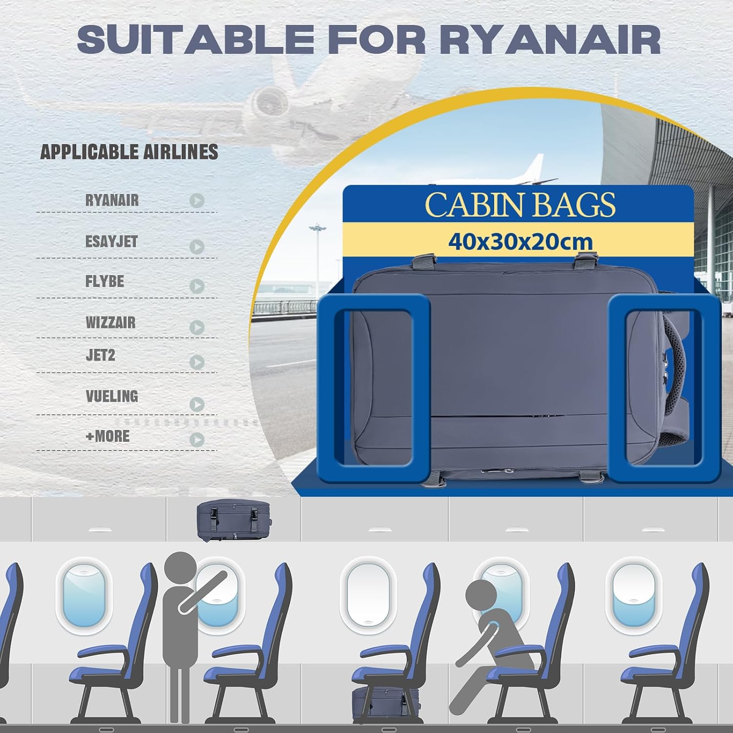 Thumbnail 1 de VMIKIV Zaino 40x30x20 per Ryanair – Zaino da viaggio 24L con scomparto laptop 14" e tasche multiservizio