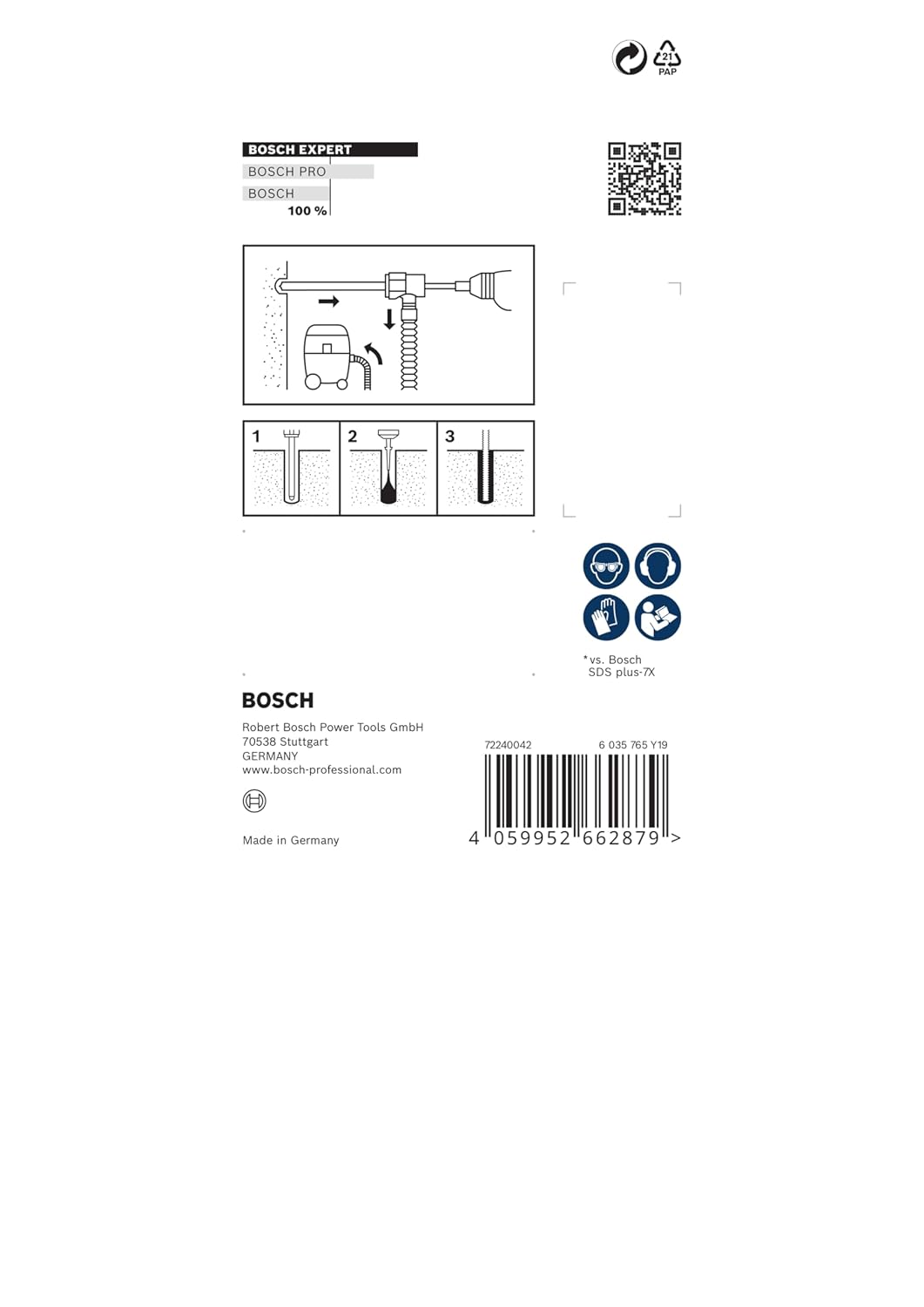 Detalle 2 de Coffret de forets pour perforateur Bosch EXPERT SDS Clean plus-8X (SDS plus) – pour béton armé, Ø 6,0 mm
