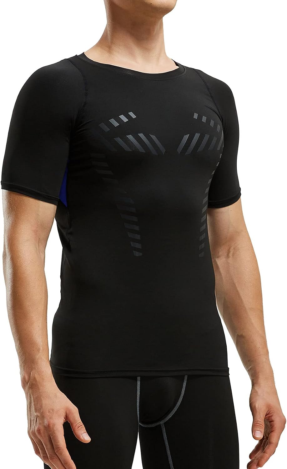 Detalle de AMZSPORT Chemise de Compression pour Homme – T-Shirt à manches courtes, base de séance et séchage rapide