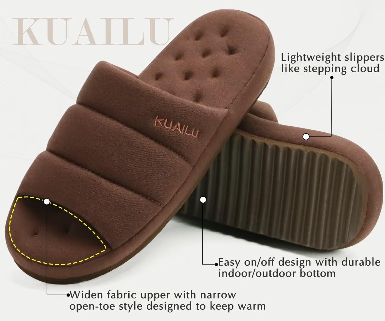 Thumbnail 4 de KuaiLu Men's Slippers: Quilted Cotton-Blend Memory Foam Slippers for Indoor & Outdoor Use