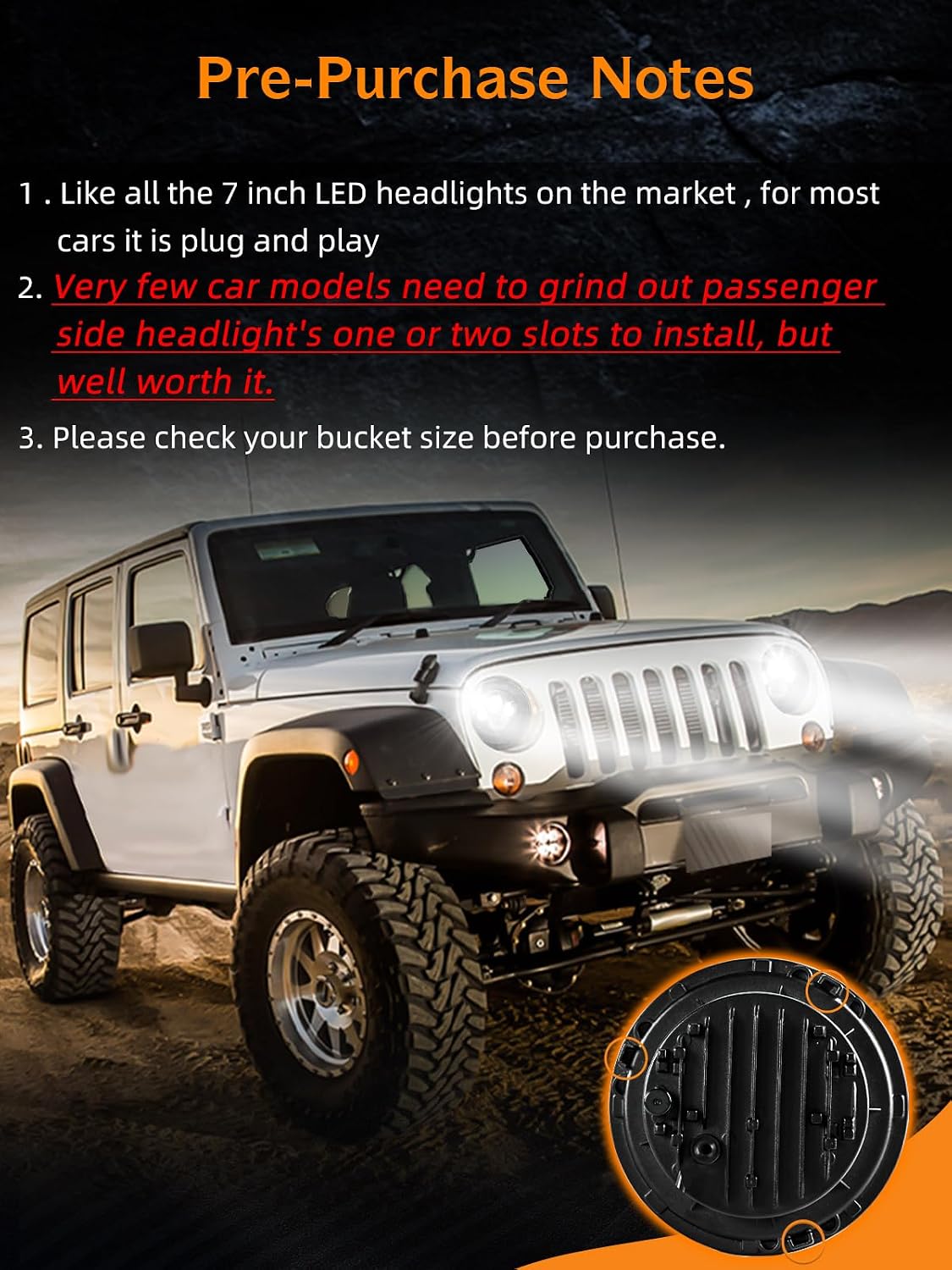 Thumbnail 6 de UNI-SHINE 2pcs Projector Headlights 7 inch