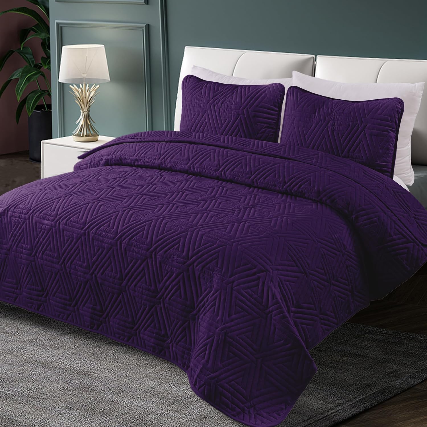 Detalle 2 de Whale Flotilla sprei 240 x 260 cm met 2 kussenslopen, microvezel, paars
