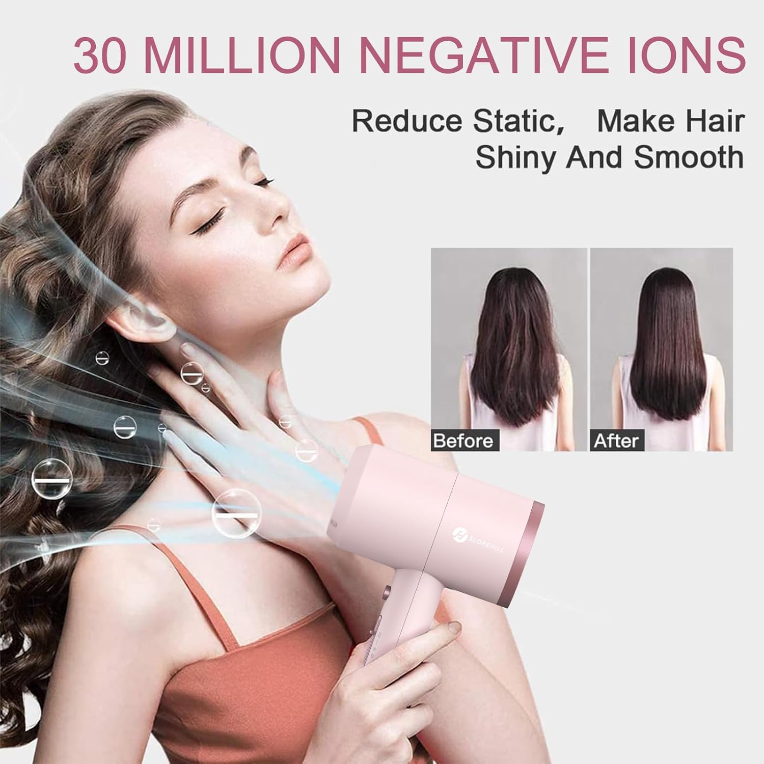 Thumbnail 4 de Slopehill Professional Ionic Hair Dryer (1800W) with 2 Concentrator Nozzles + Diffuser