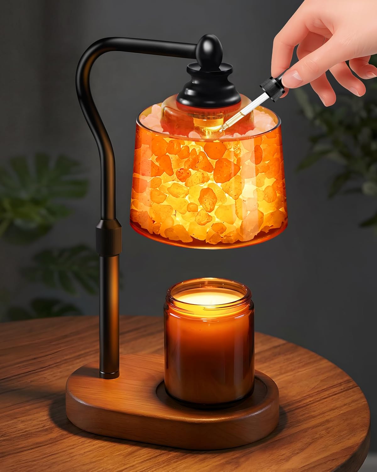 Detalle de CaHomet MH01 3-in-1 Candle Warmer Lamp, Dimmable with Himalayan Salt