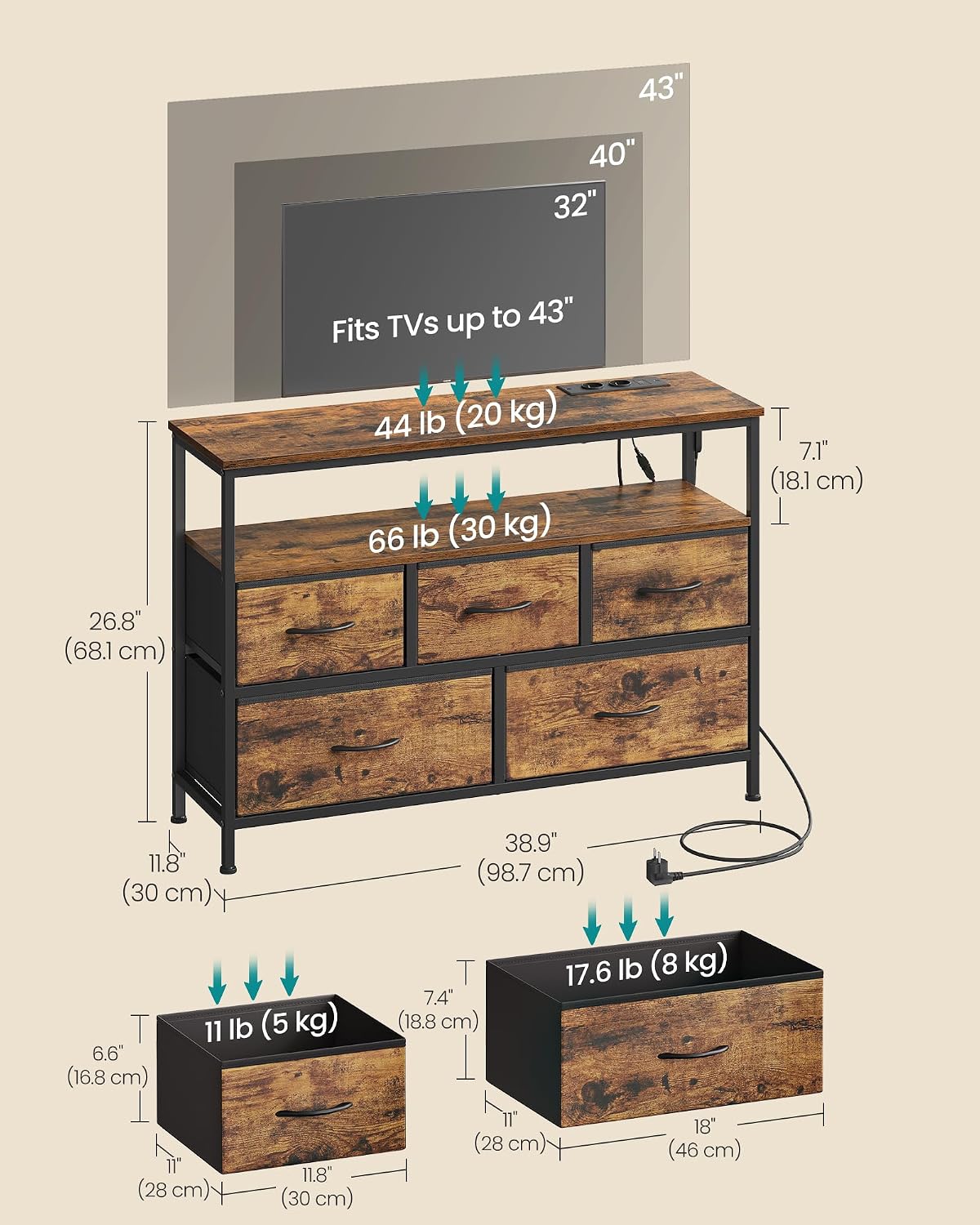 Thumbnail 1 de Songmics LGS723KD03 chest of drawers