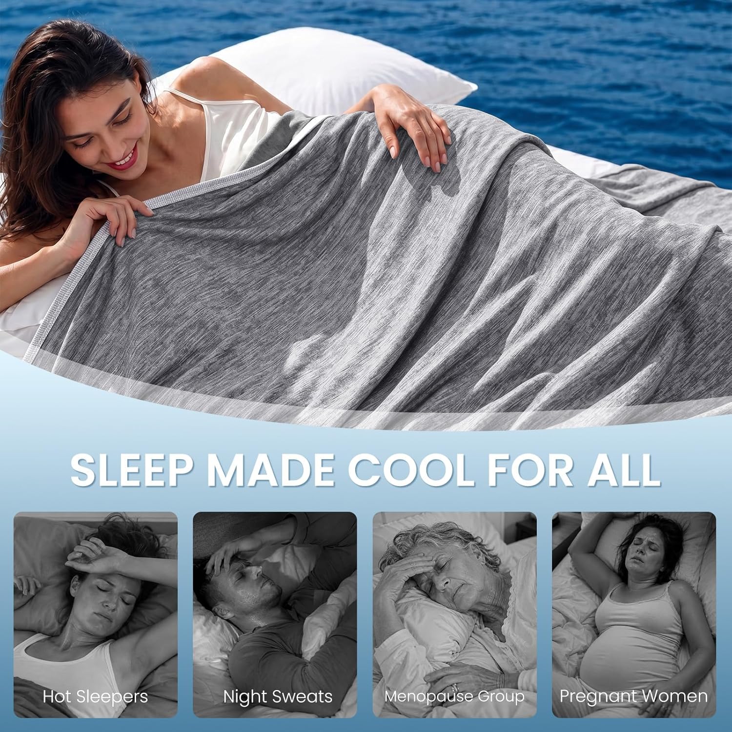 Detalle de Topcee Cooling Blanket (90"x90") Queen Size Arc-chill Cooling Fiber for Hot Sleepers