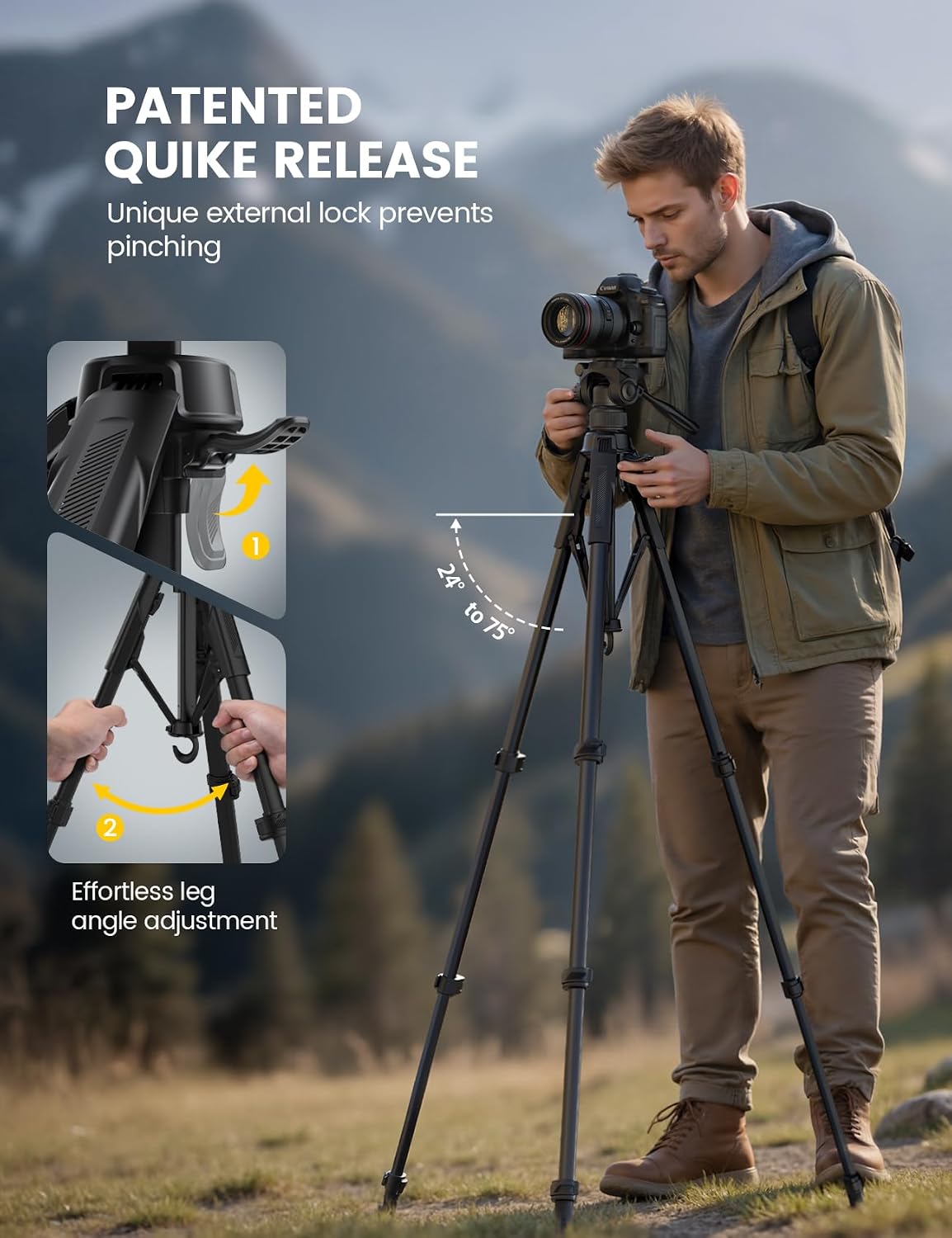 Thumbnail 2 de Lamicall 67inch Camera Tripod 170cm, 8kg load