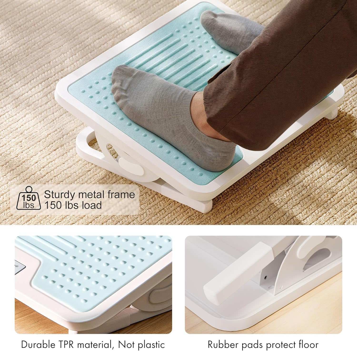 Thumbnail 4 de EUREKA ERGONOMIC Foot Rest Under Desk — Adjustable, Massage Surface, Metal Frame (Blue)