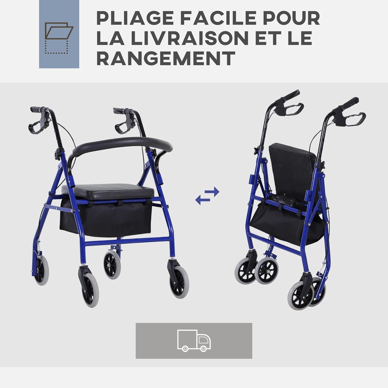 Thumbnail 3 de HOMCOM Déambulateur 4 roues léger