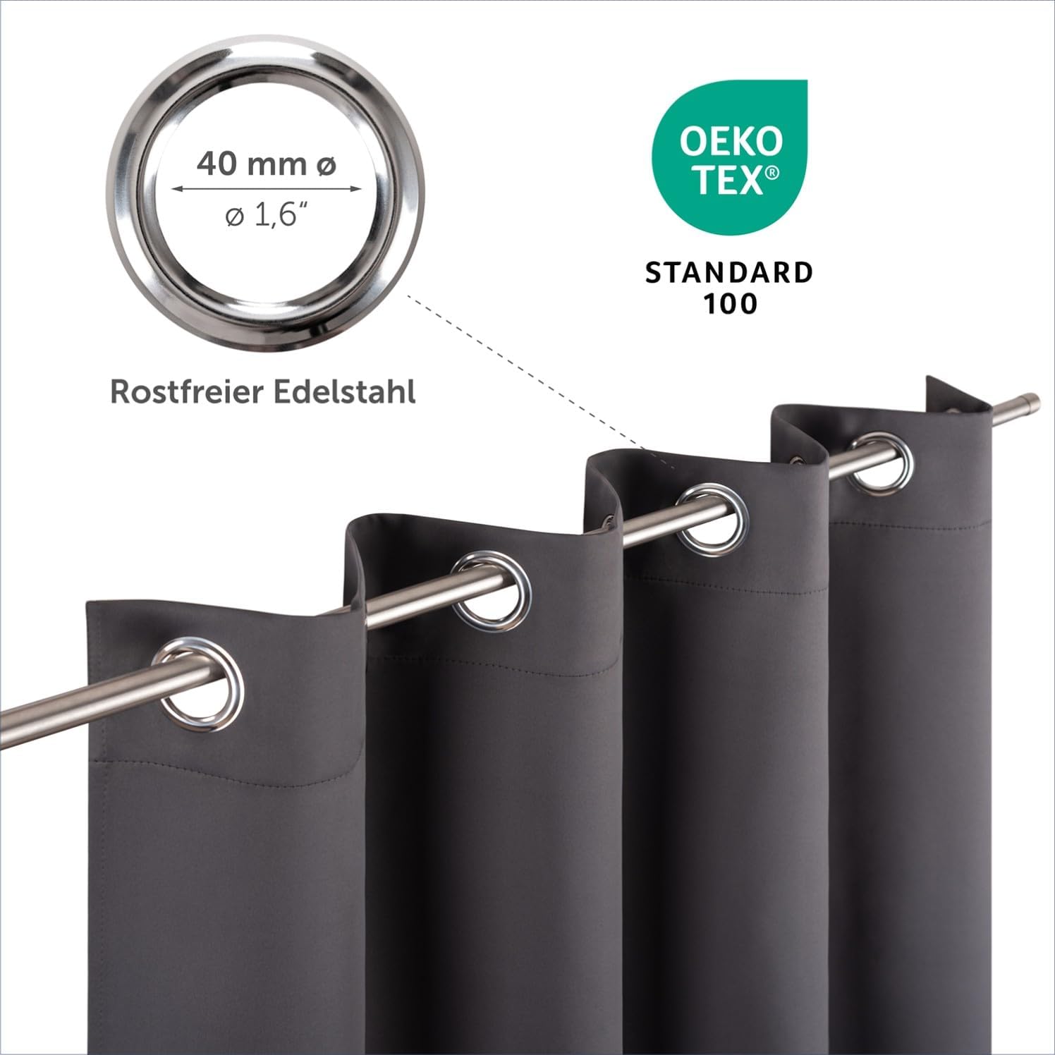 Thumbnail 2 de Blumtal 2er-Set Verdunkelungsvorhänge Blickdicht – Thermovorhänge Anthrazit, 245 x 140 cm