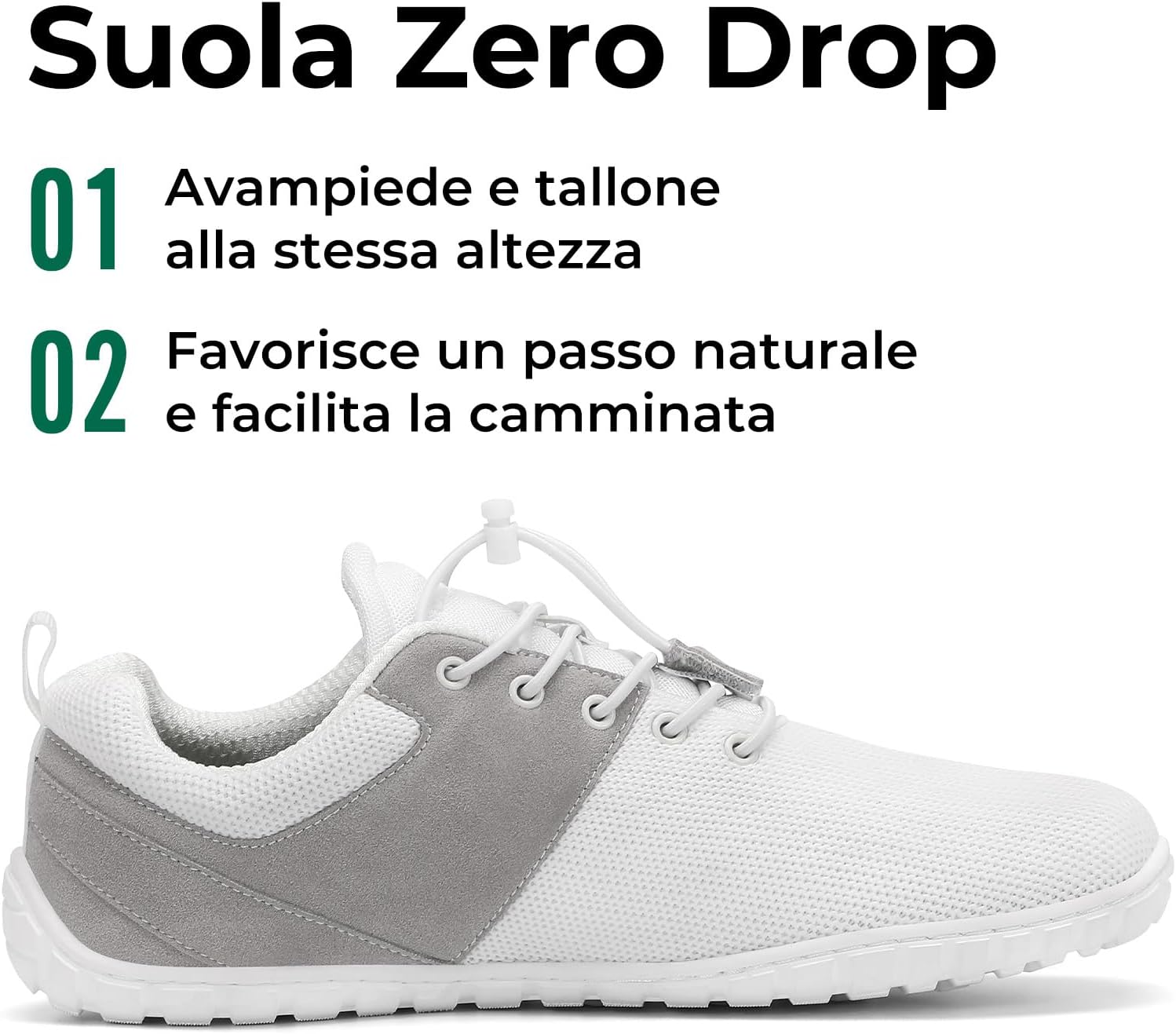 Detalle 2 de Saguaro Scarpe Barefoot Sportive unisex con punta larga, Zero Drop e tomaia in Flyknit (Gr. 36-48)