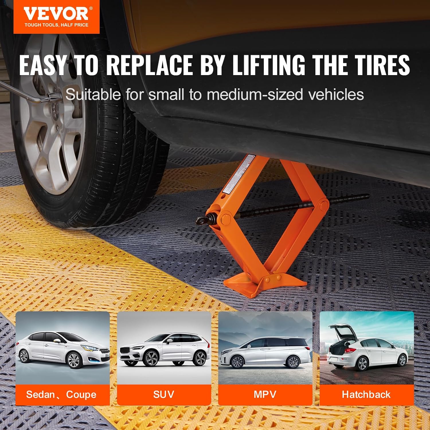 Detalle de VEVOR Scherenwagenheber manuell 2,5 t mit Ratsche und Hubbereich 95–435 mm