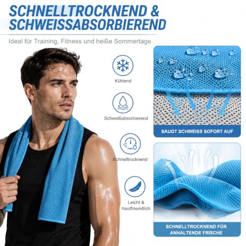 Detalle de Healeved 2er Kühlhandtuch – Schnelltrocknendes Sporthandtuch für Fitness