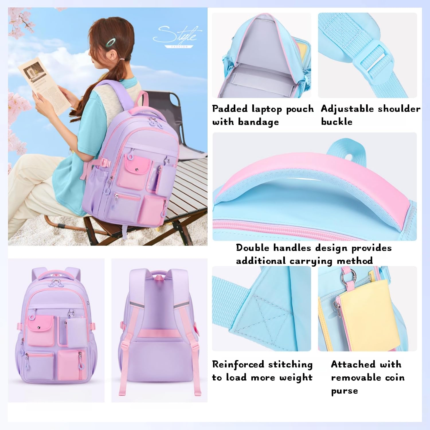 Detalle de Bansusu girls backpack 24 L
