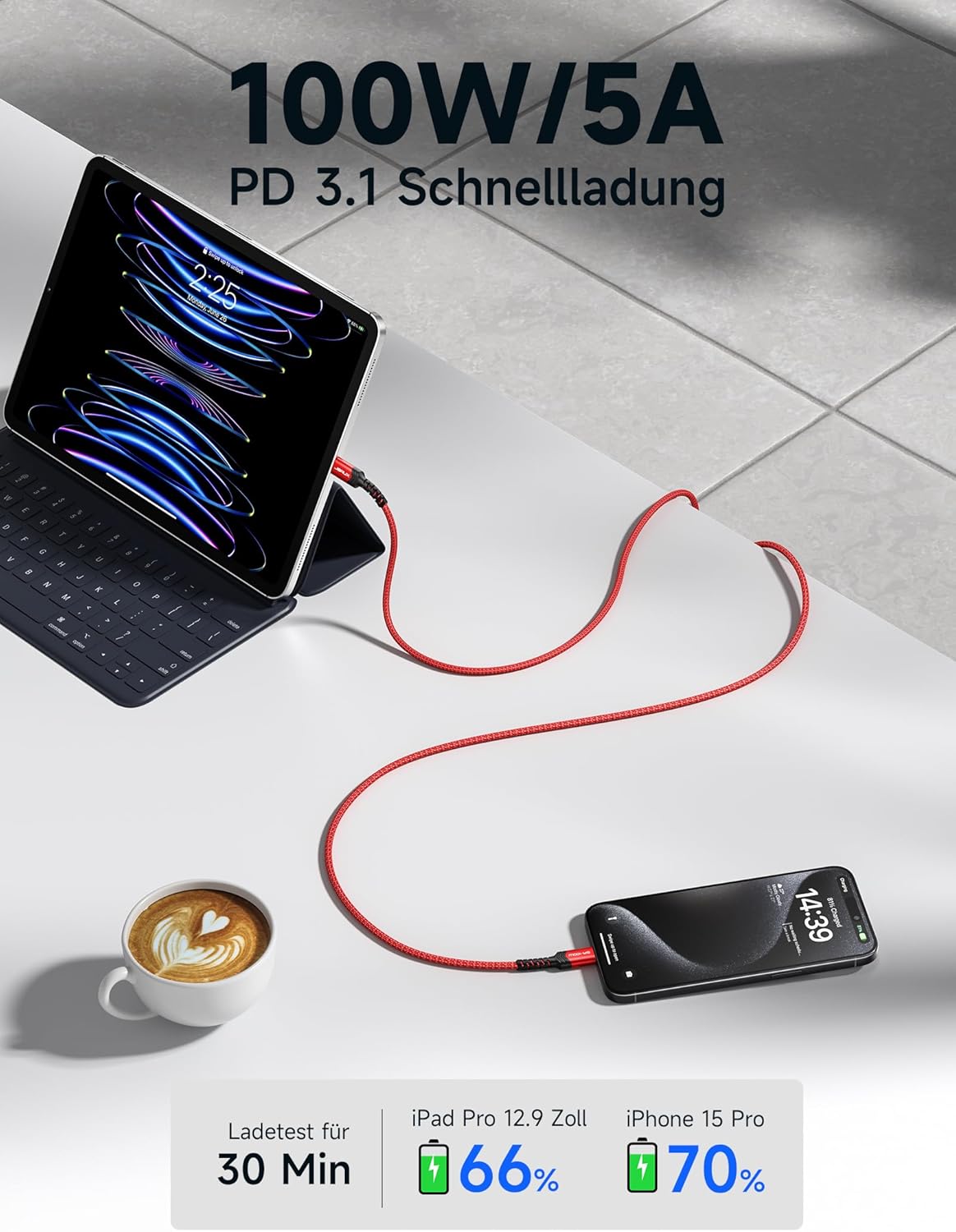 Thumbnail 2 de JSAUX USB C Kabel 100W 2er Pack