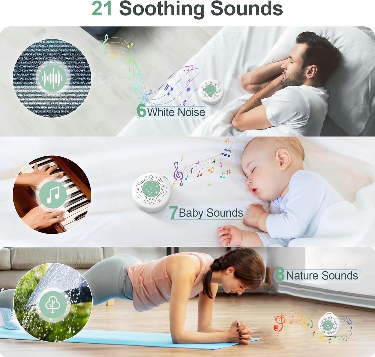 Detalle 2 de White Noise Machine Baby 2000mAh portable white noise device